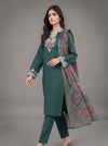 Embroidered Emerald Green 3-Piece Suit