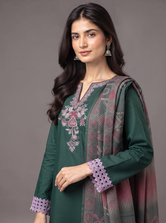 Embroidered Emerald Green 3-Piece Suit