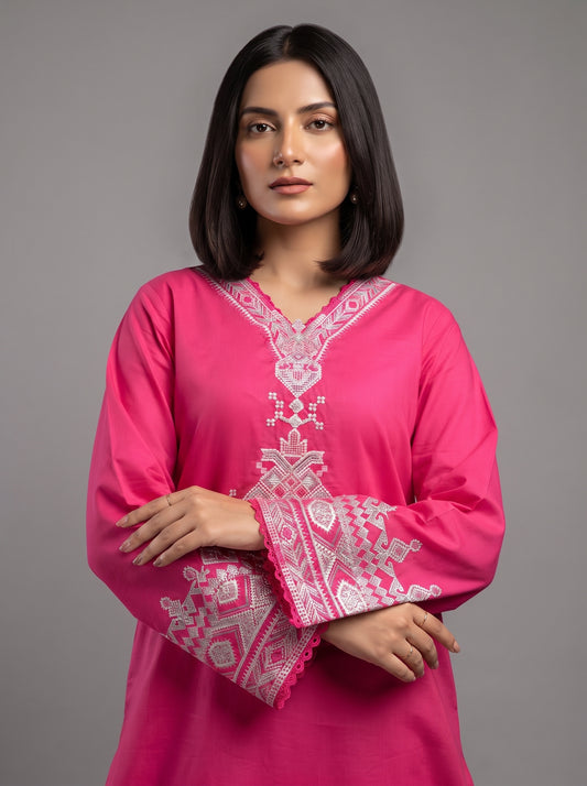 Embroidered Hot Pink 2-Piece suit