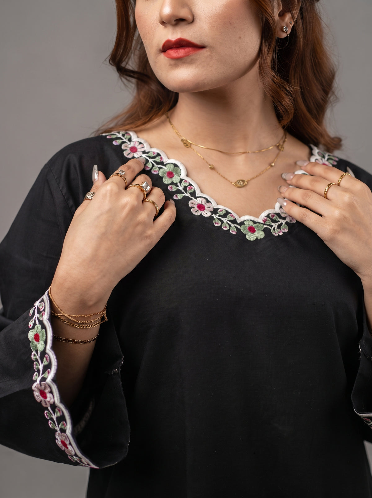Embroidered Black Cutwork - 2 Piece Suit