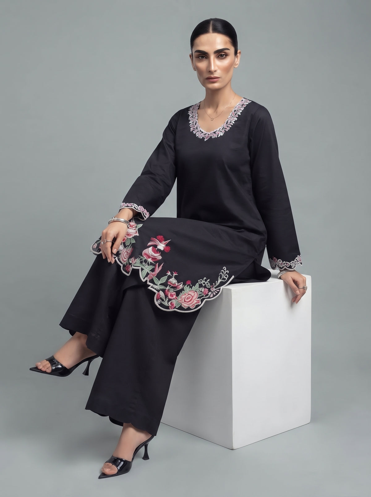 Embroidered Black Cutwork - 2 Piece Suit