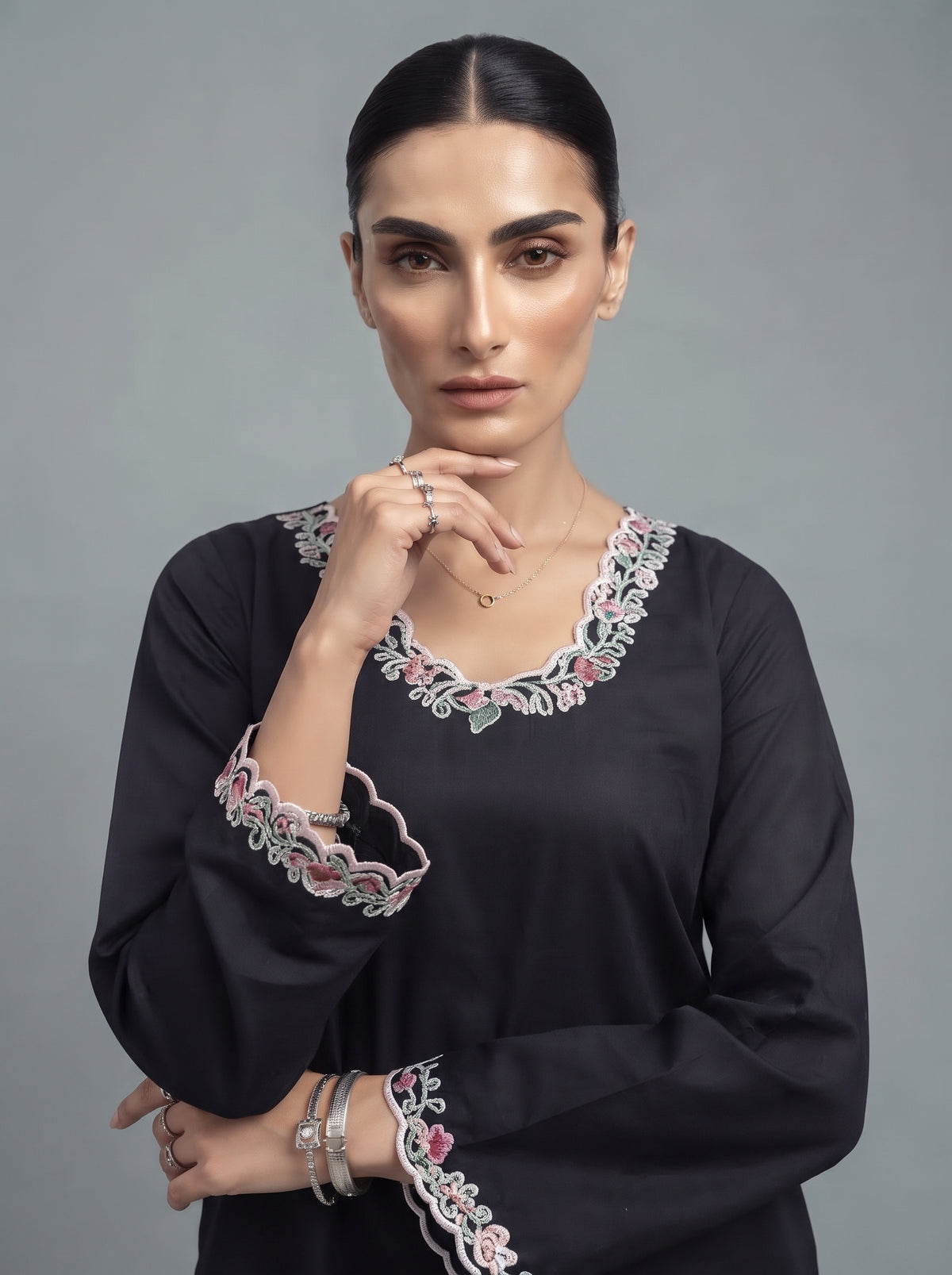 Embroidered Black Cutwork - 2 Piece Suit