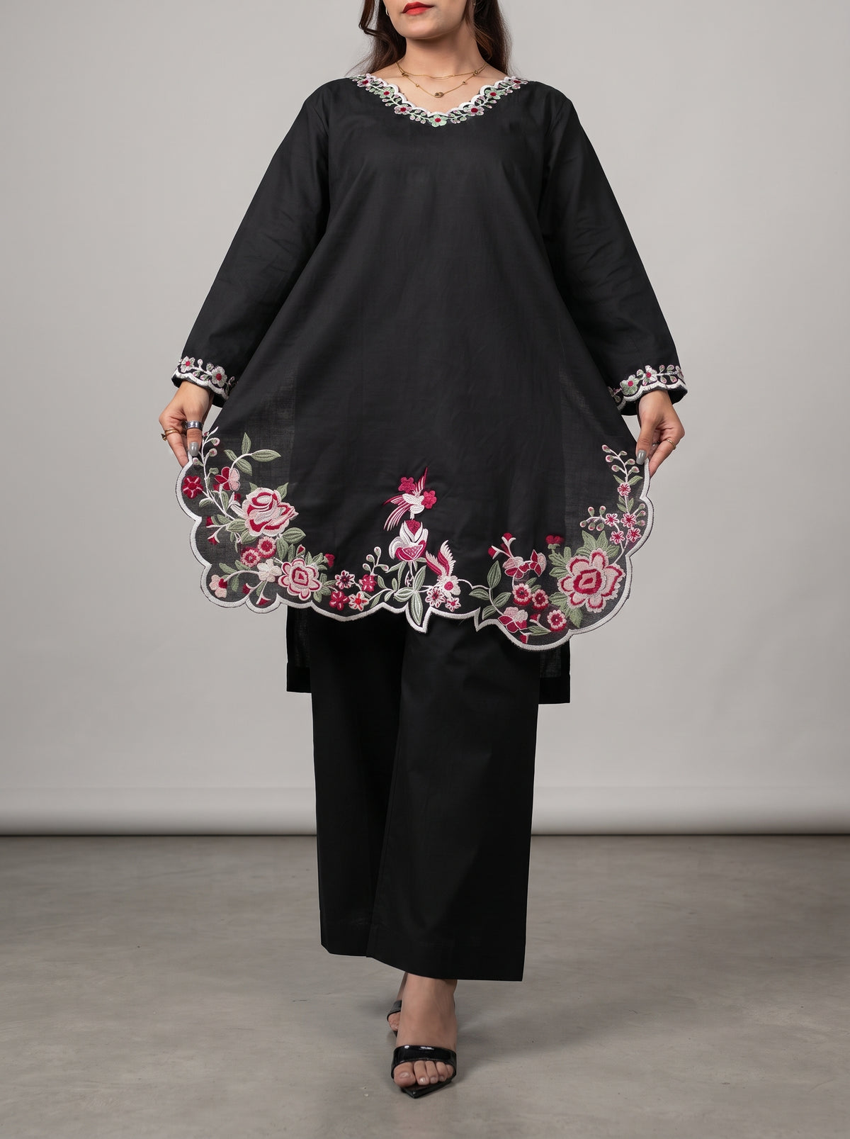 Embroidered Black Cutwork - 2 Piece Suit