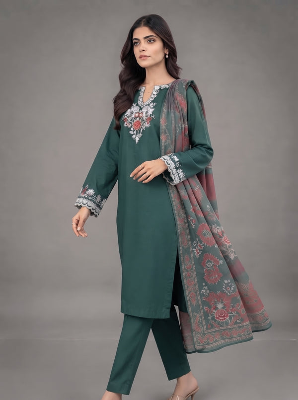 Embroidered Emerald Green 3-Piece Suit