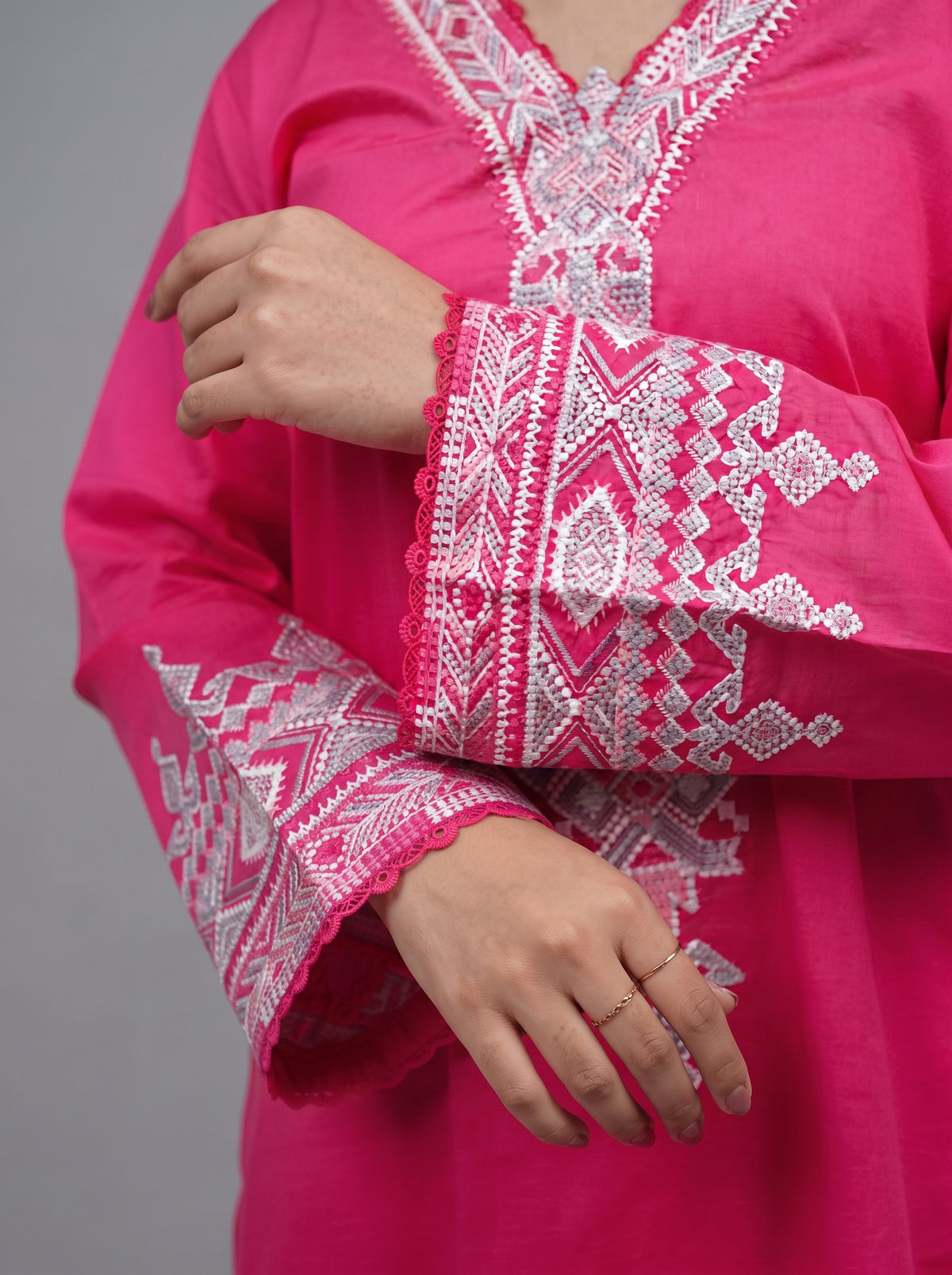Embroidered Hot Pink 2-Piece suit