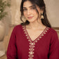 Embroidered Crimson 2-Piece Suit
